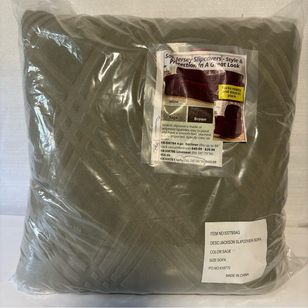 Sofa Cover Stretch Jersey Slipcovers fits 74-96” width Sage Factory Sealed NIP
